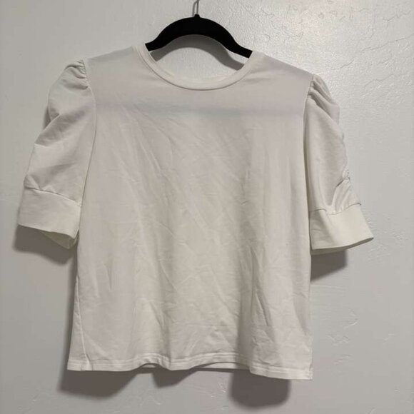 Walter Baker Ruffle Puff Sleeve Skippy White Top shirt women's size Medium $30 - Picture 1 of 3